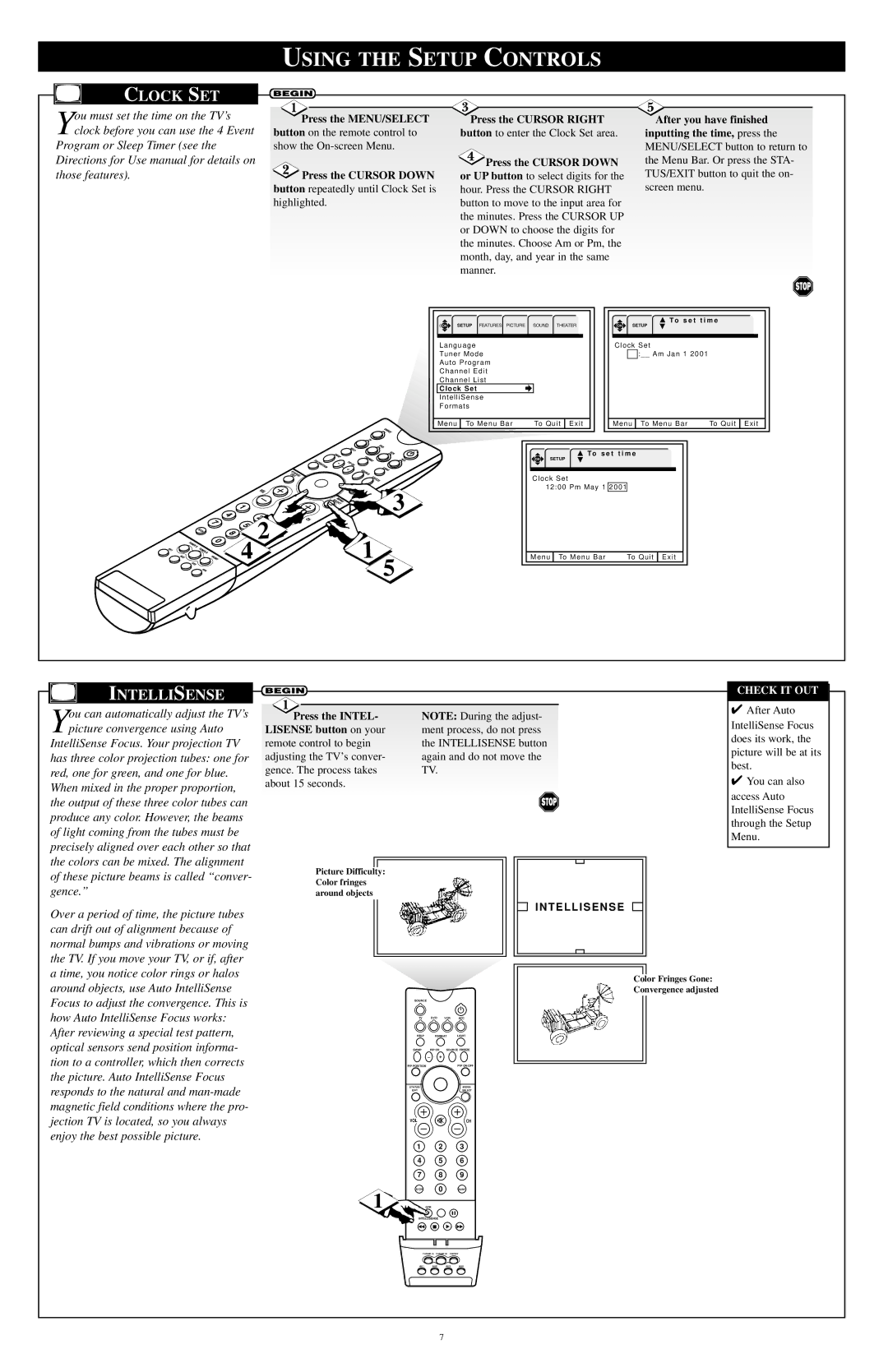 Philips 55PP9401, 60PP 9401 setup guide Clock SET, Intellisense, These picture beams is called conver- gence 