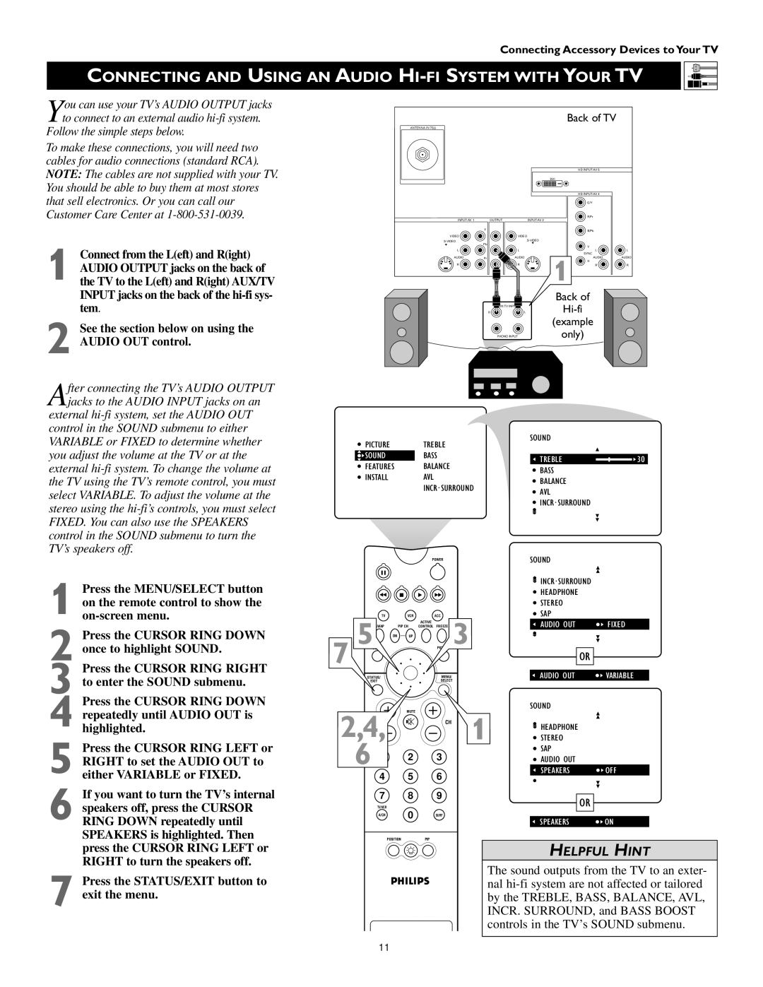 Philips 55PW9363, 60PW9363, 51PW9363 manual Connecting and Using AN Audio HI-FI System with Your TV 