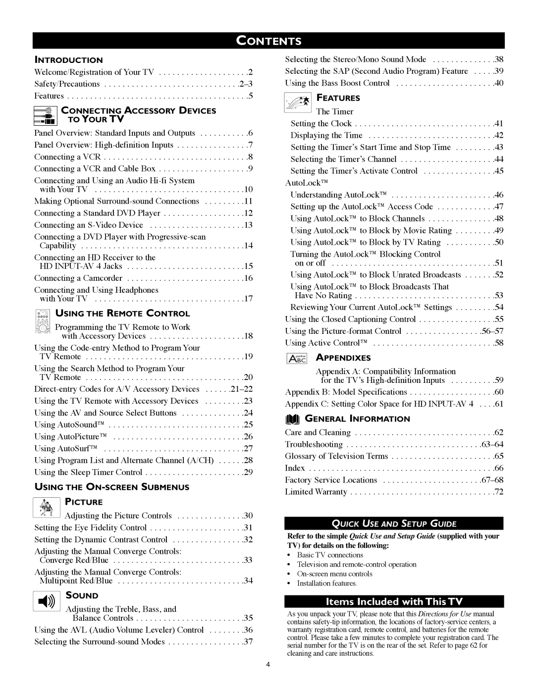 Philips 60PW9383, 55PW9383 manual Contents 