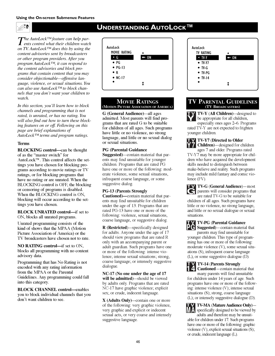 Philips 60PW9383, 55PW9383 manual Understanding Autolock 