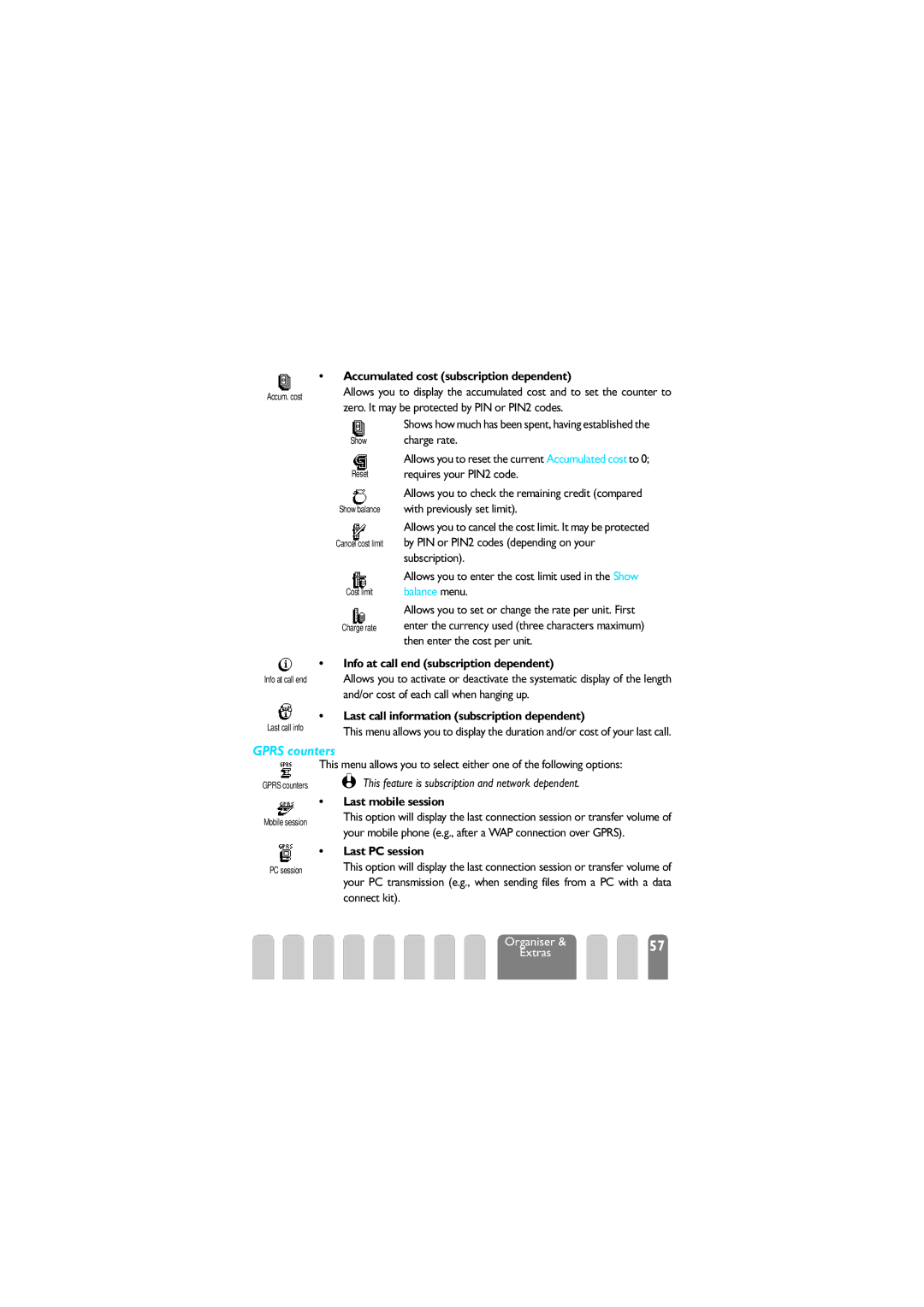 Philips 625 manual Gprs counters 