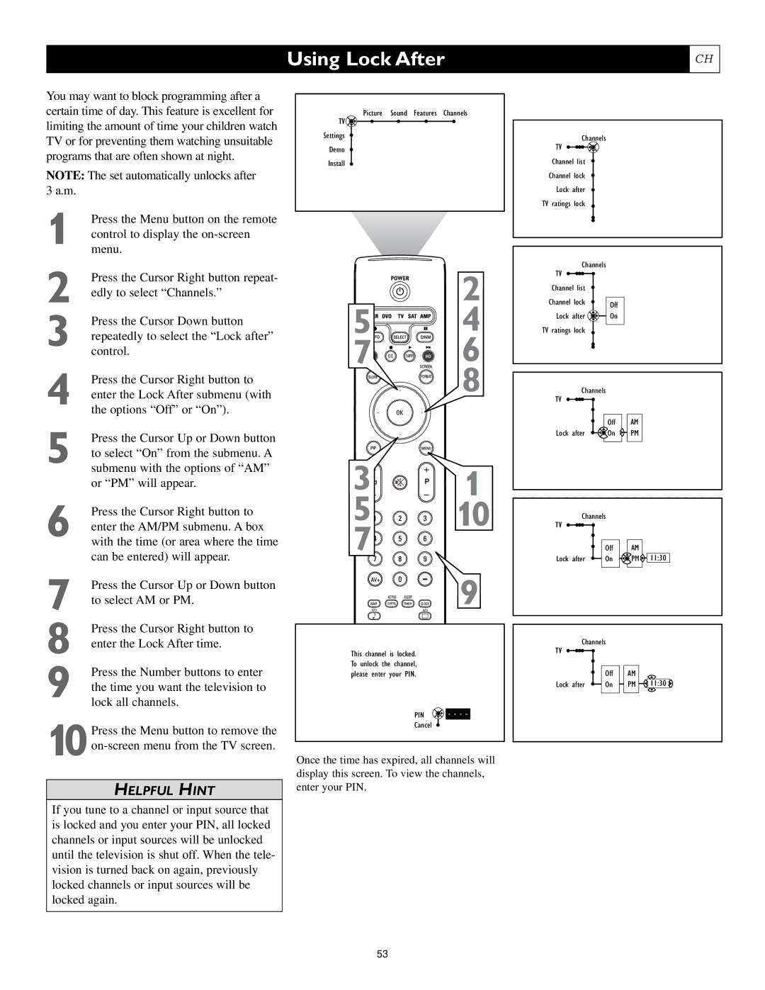 Philips 55PL9524, 62PL9524, 55PL9224 setup guide Using Lock After 