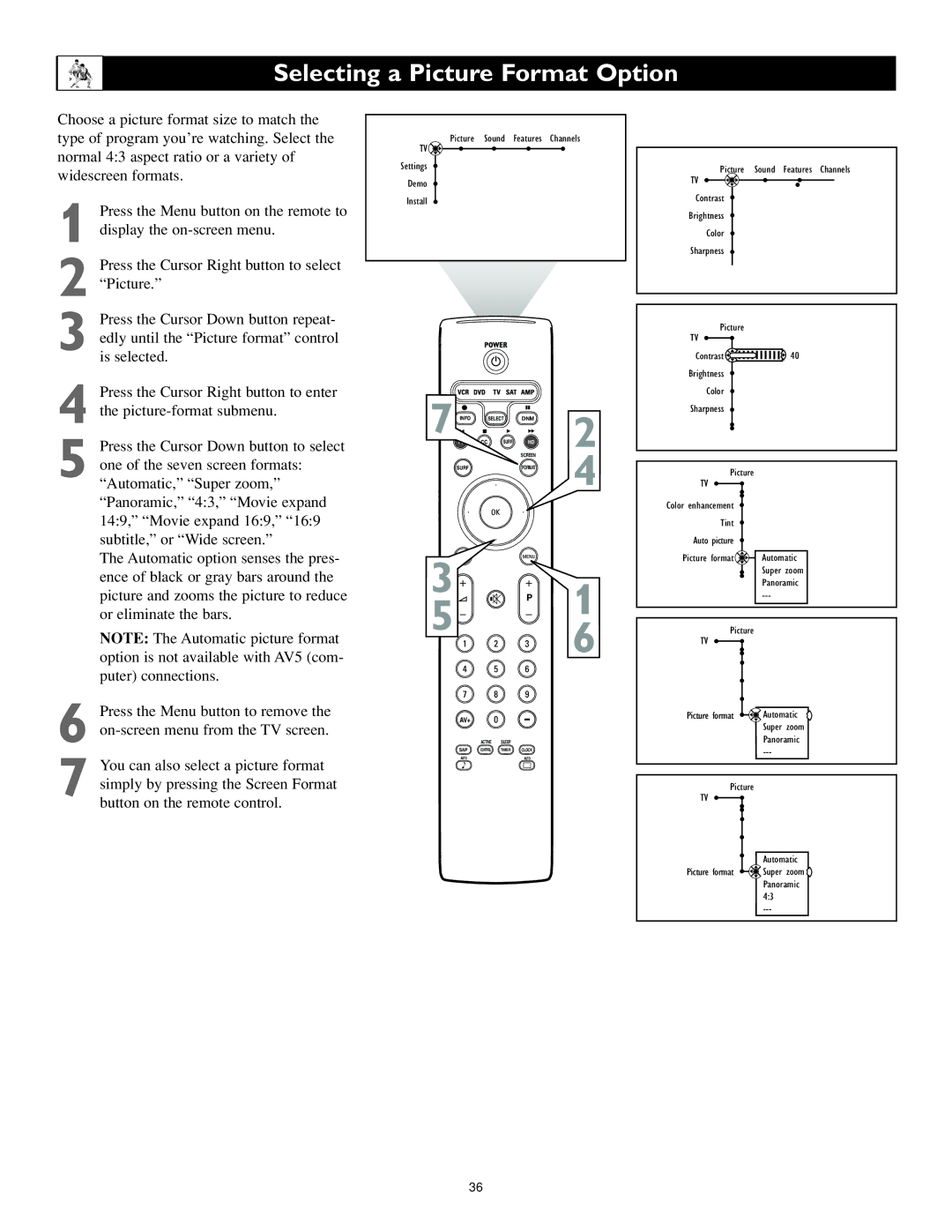 Philips 62PL9524, 55PL9524 setup guide Picture Automatic 