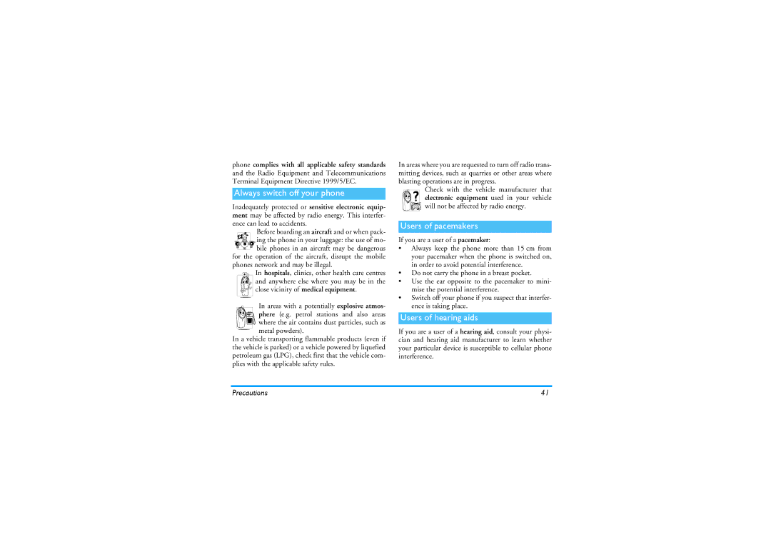 Philips 630 manual Users of pacemakers, Users of hearing aids 