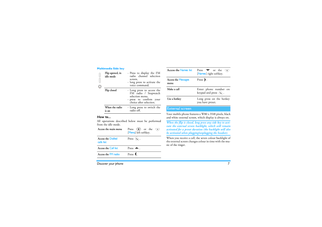 Philips 630 manual External screen, How to 