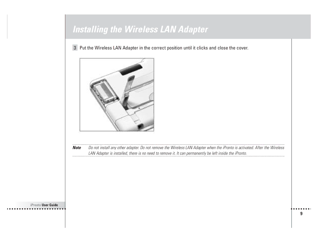 Philips 6400 manual Installing the Wireless LAN Adapter 