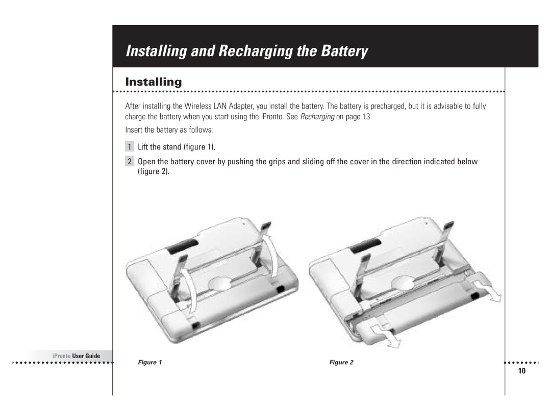 Philips 6400 manual Installing and Recharging the Battery 