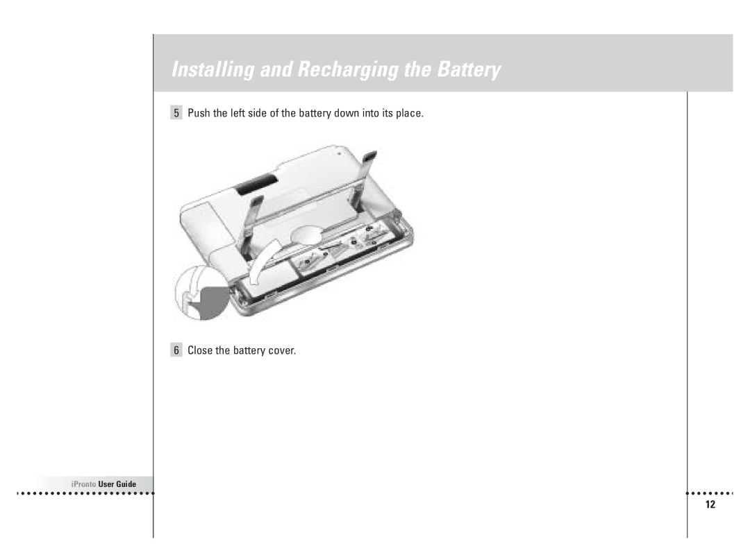 Philips 6400 manual Installing and Recharging the Battery 