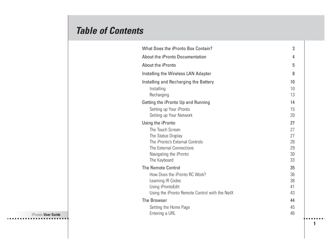 Philips 6400 manual Table of Contents 