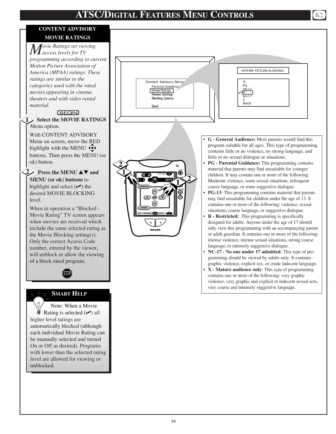 Philips 64PH9905 manual Parental Guidelines 