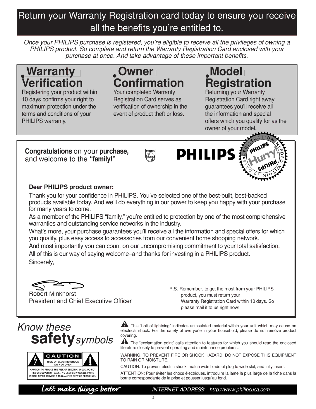 Philips 64PP9751 manual Warranty Verification 