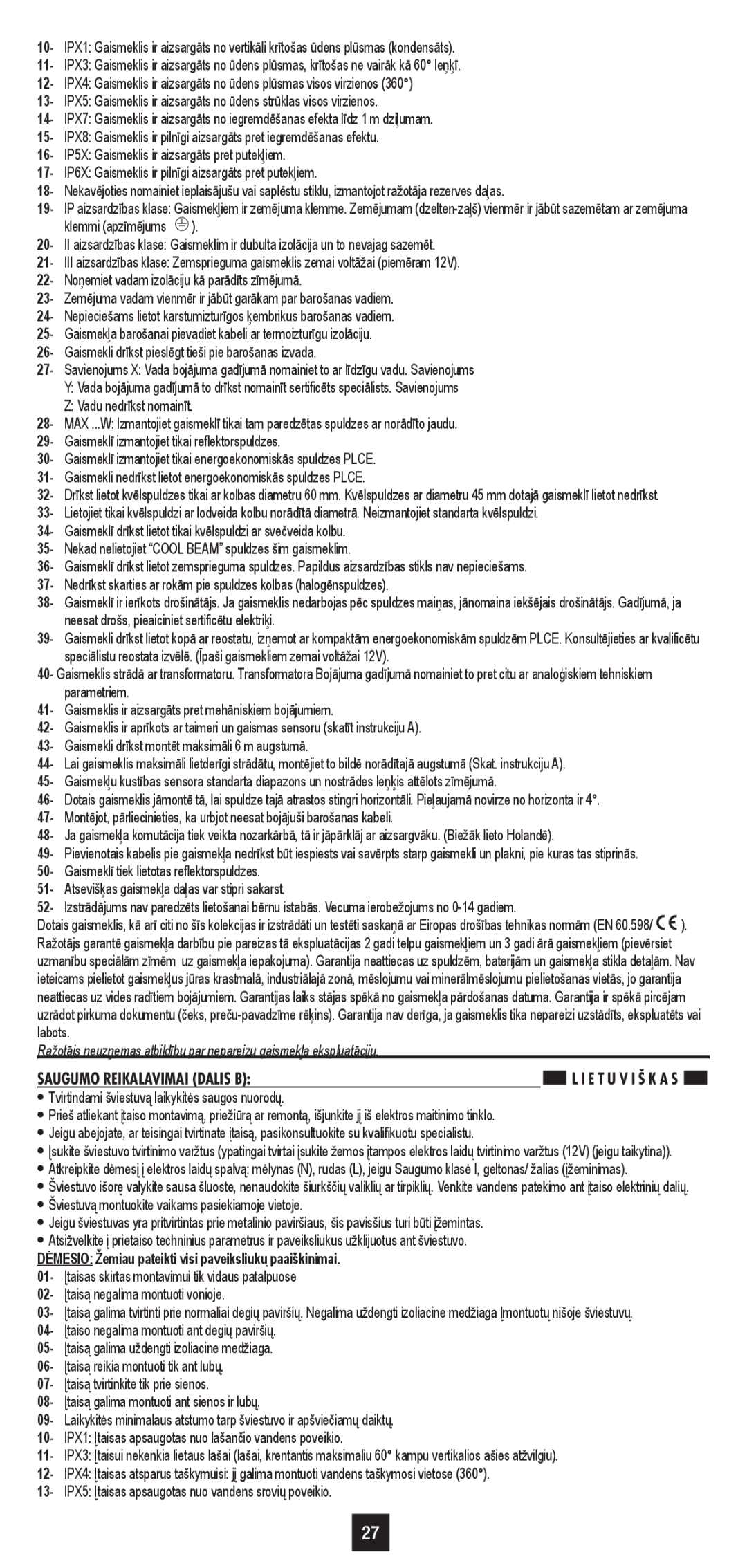 Philips 66703/87/16 user manual Saugumo Reikalavimai Dalis B, Dėmesio Žemiau pateikti visi paveiksliukų paaiškinimai 