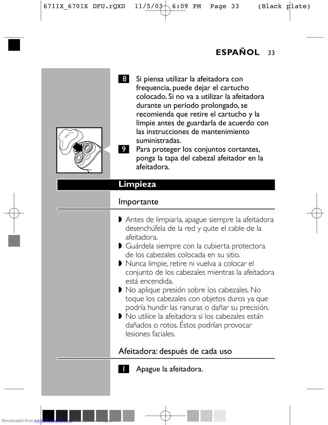 Philips 6701X, 6711X manual Limpieza 