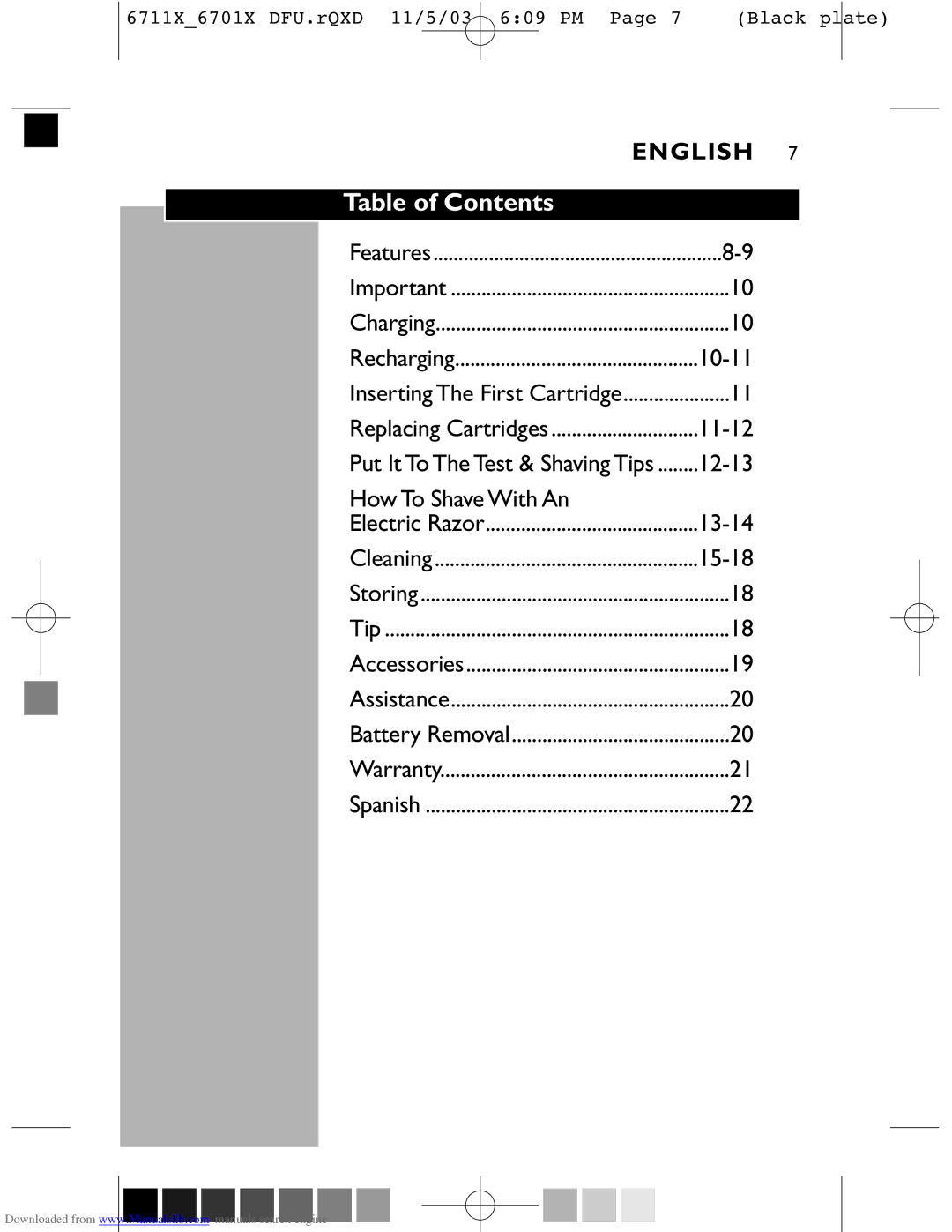 Philips 6701X, 6711X manual Table of Contents 