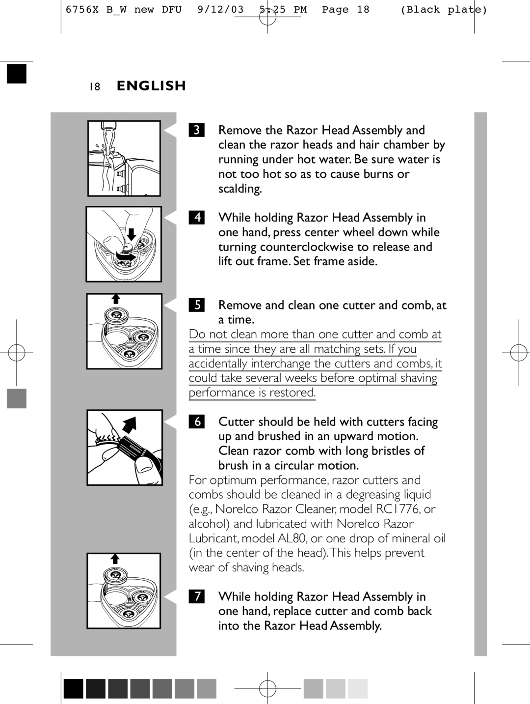 Philips 6756 X manual Remove and clean one cutter and comb, at Time 