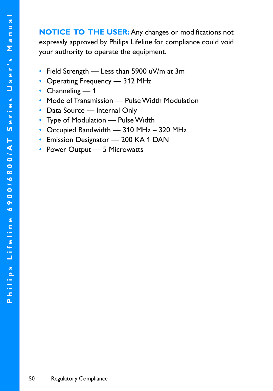 Philips 6800, 6900 user manual Regulatory Compliance 