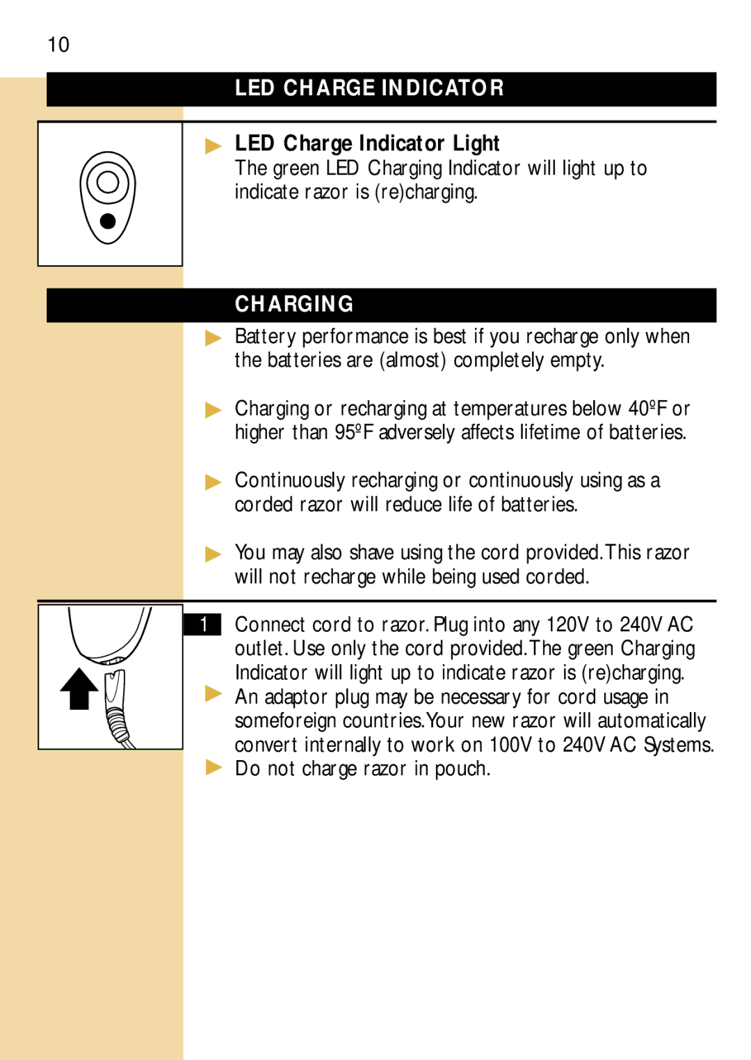 Philips 6826XL, 6829, 6828 manual LED Charge Indicator Light, Charging 