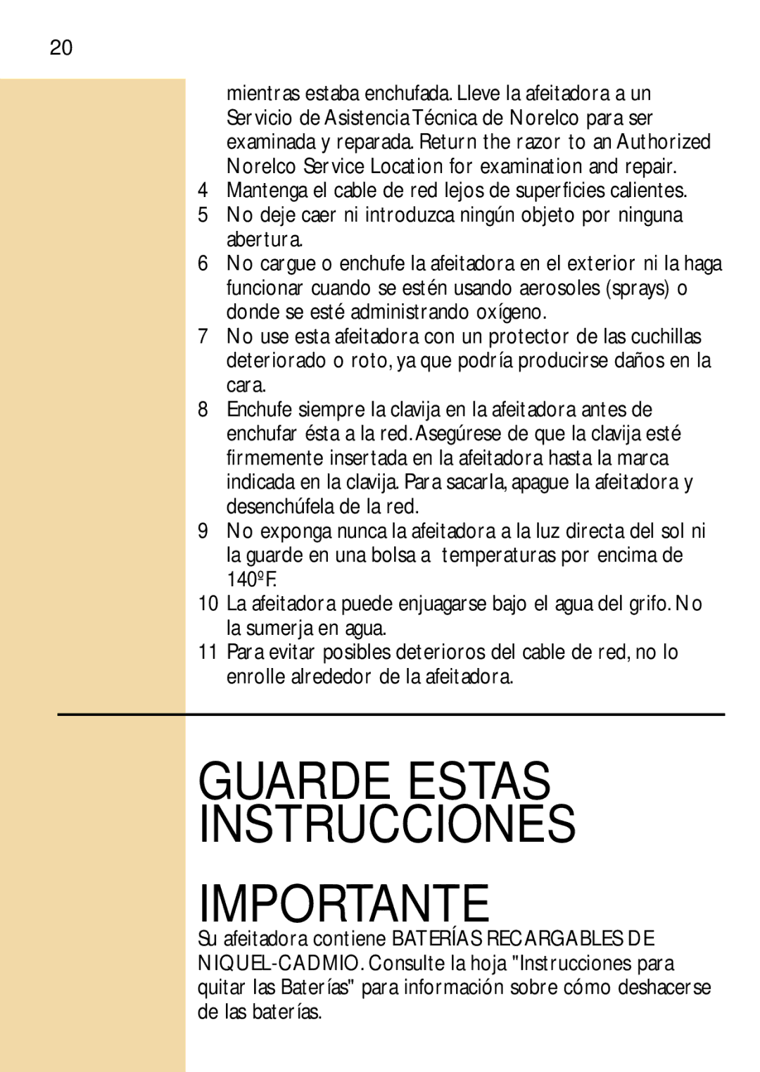 Philips 6846XL, 6848 manual Guarde Estas Instrucciones Importante 