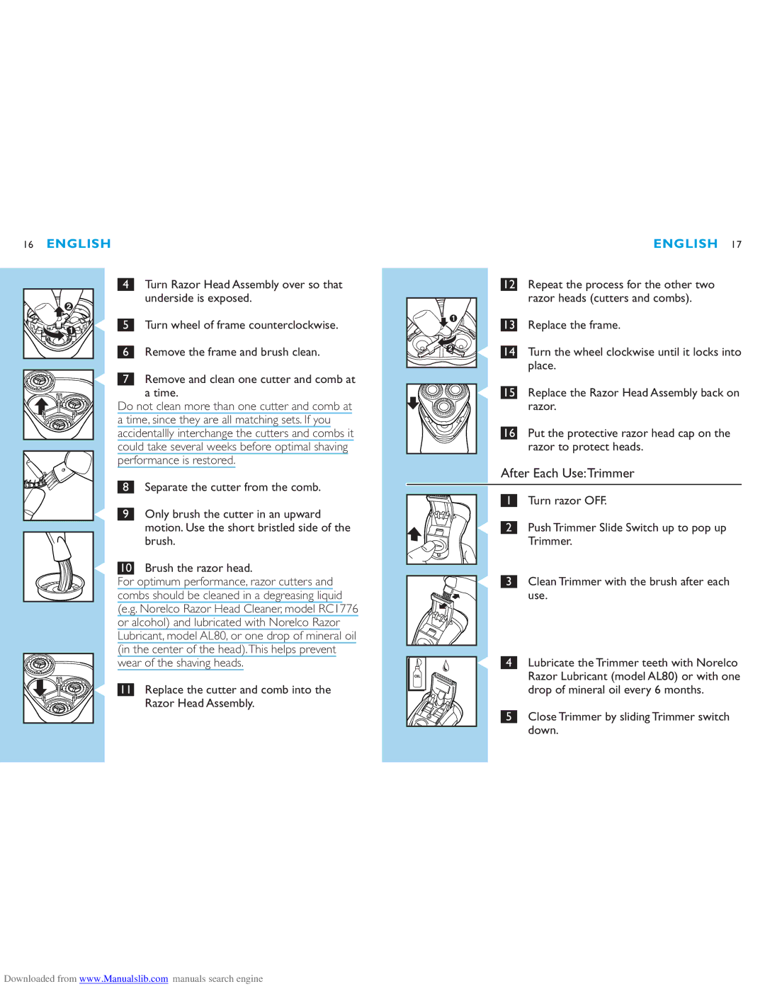 Philips 6863XL manual After Each UseTrimmer 