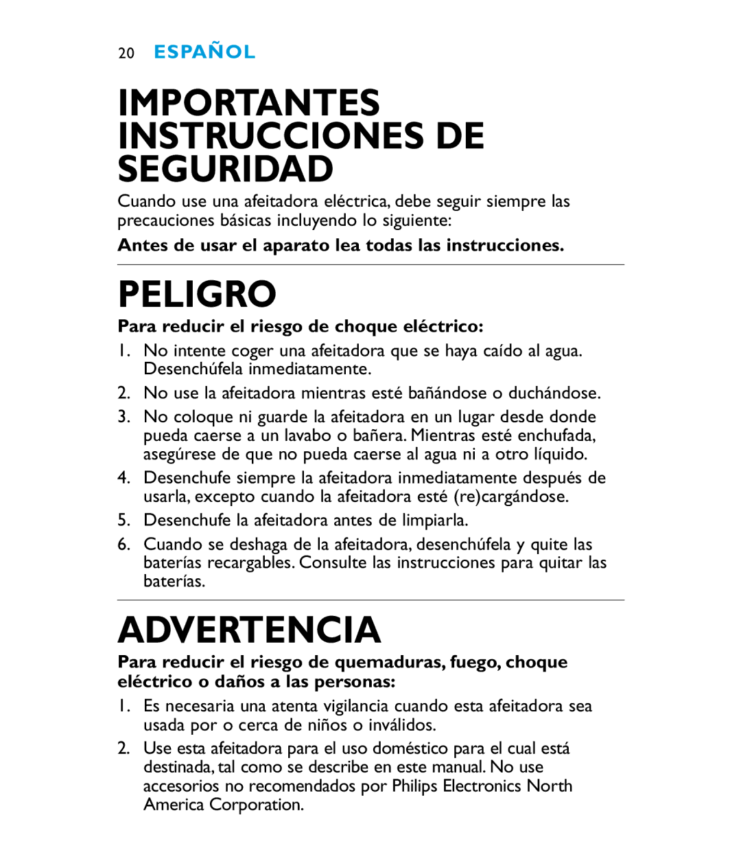 Philips 6863XL manual Importantes Instrucciones DE Seguridad 