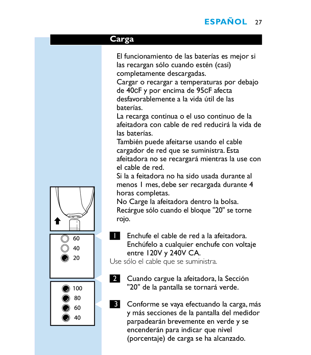 Philips 6863XL manual Carga 