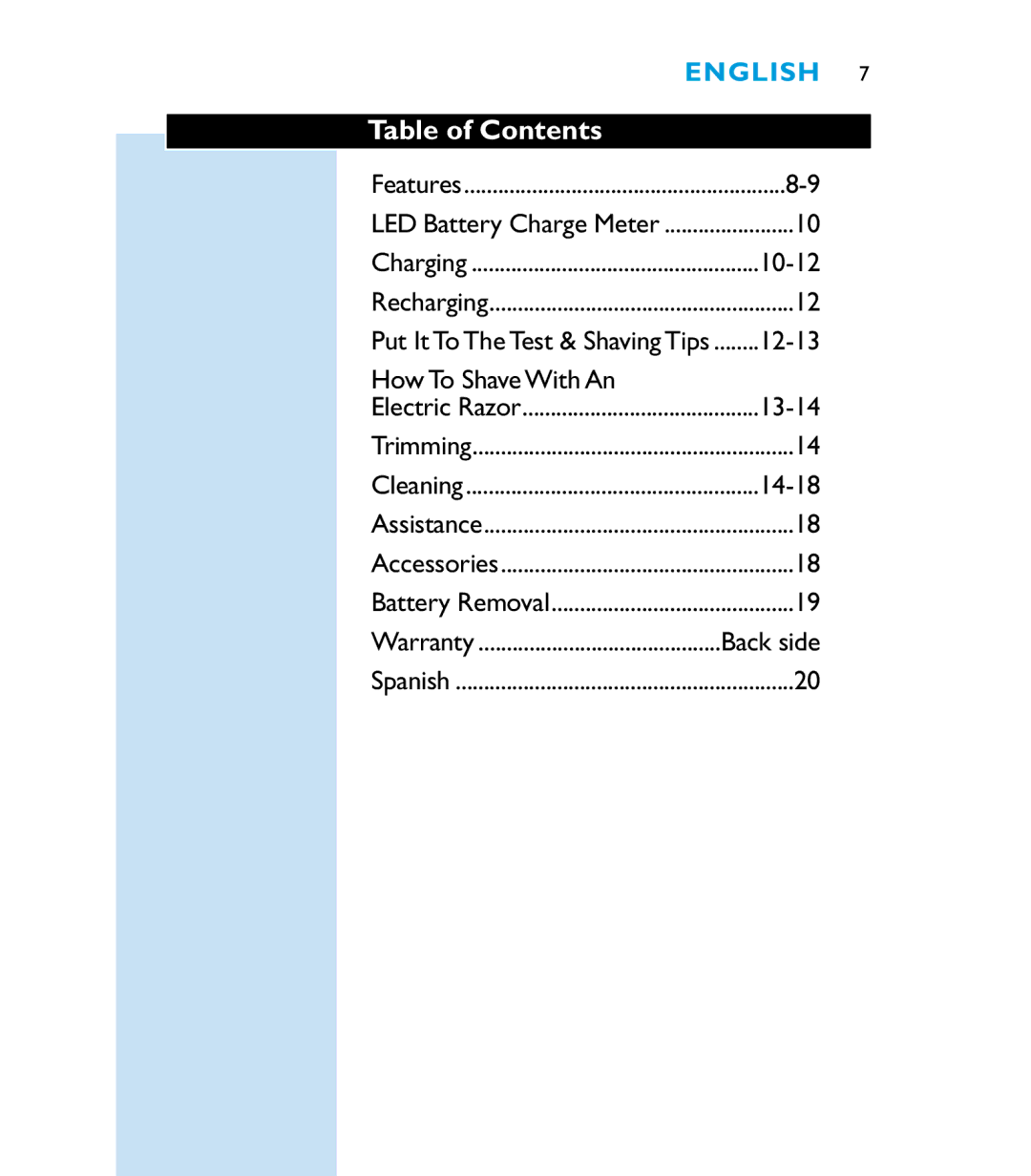 Philips 6863XL manual Table of Contents 