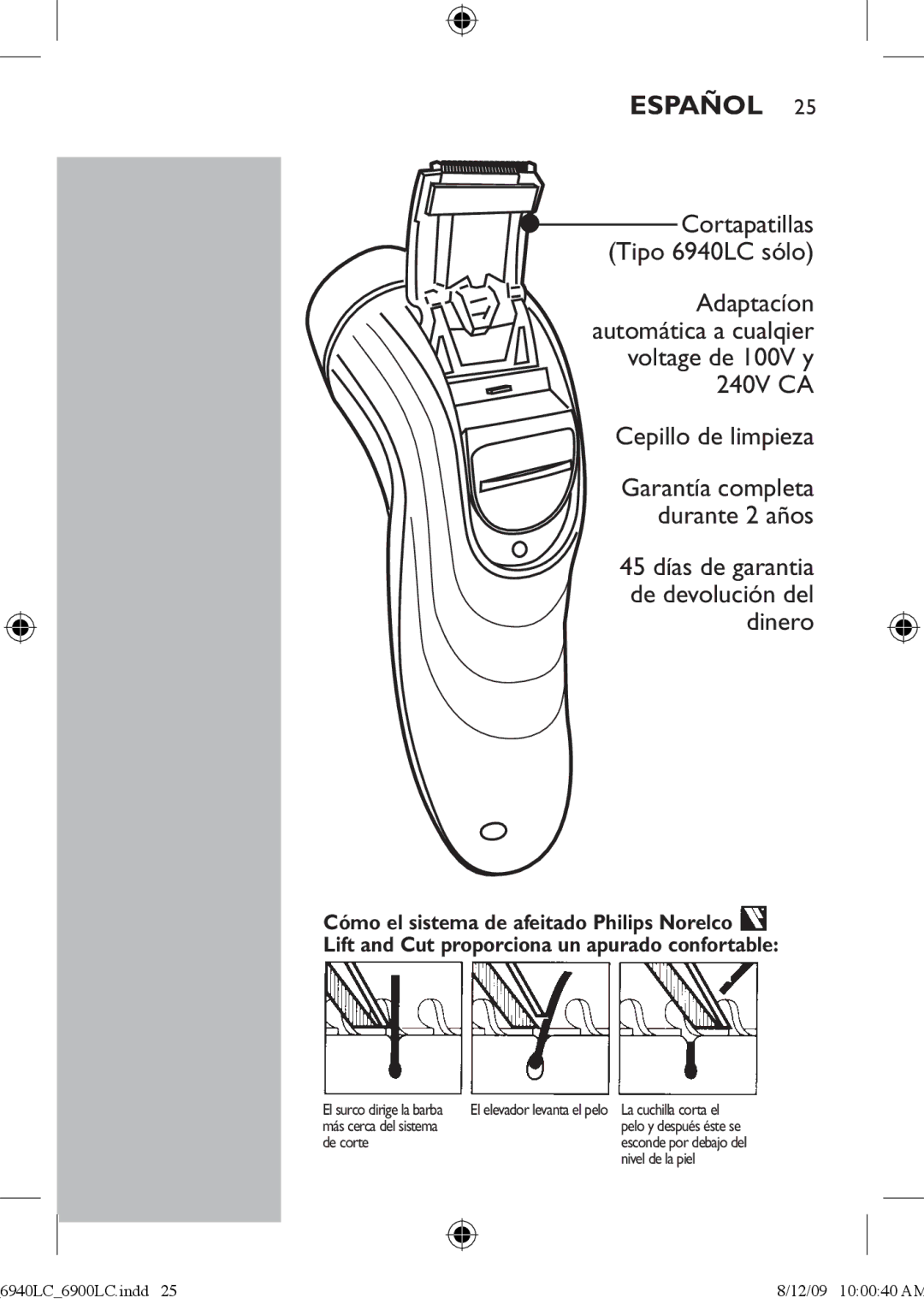 Philips 6900LC manual Cortapatillas Tipo 6940LC sólo 