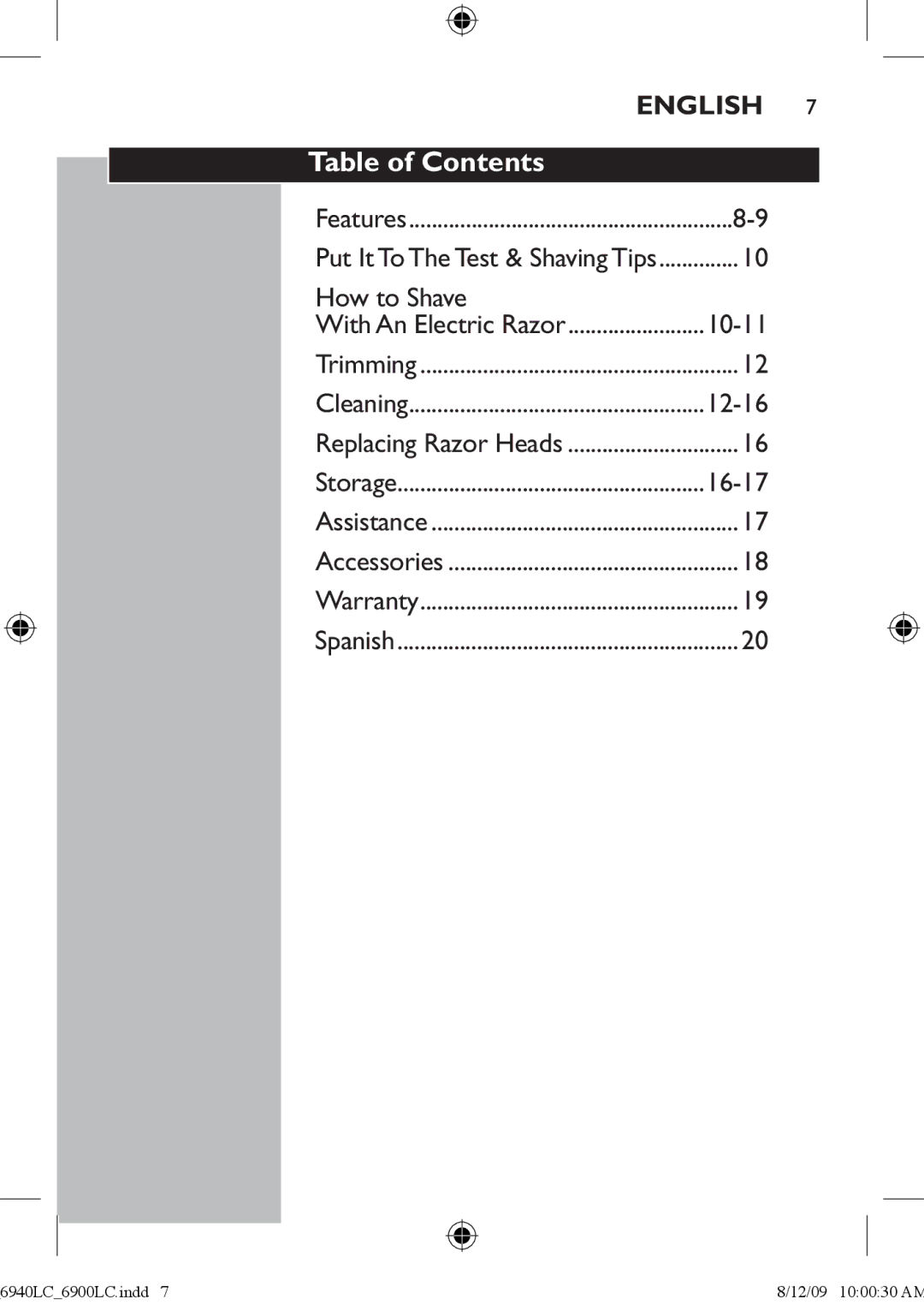 Philips 6900LC manual Table of Contents 