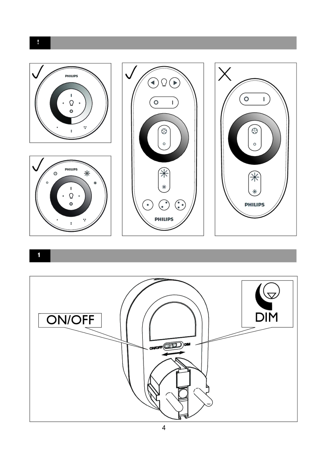 Philips 69165/31 manual On/Off Dim 