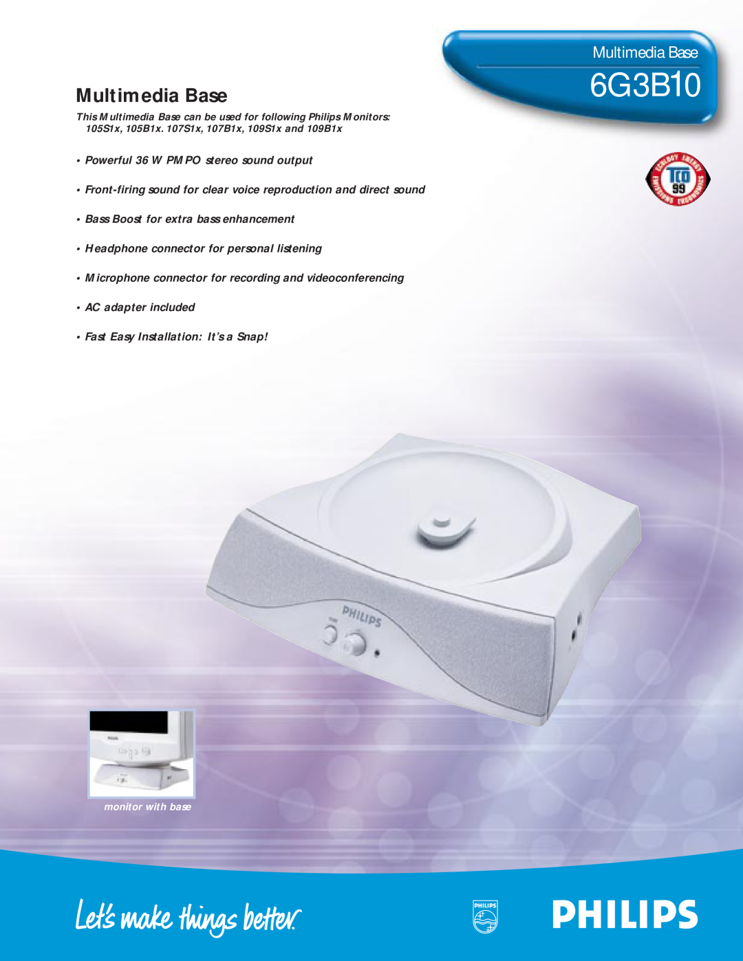 Philips 6G3B10 manual Multimedia Base 