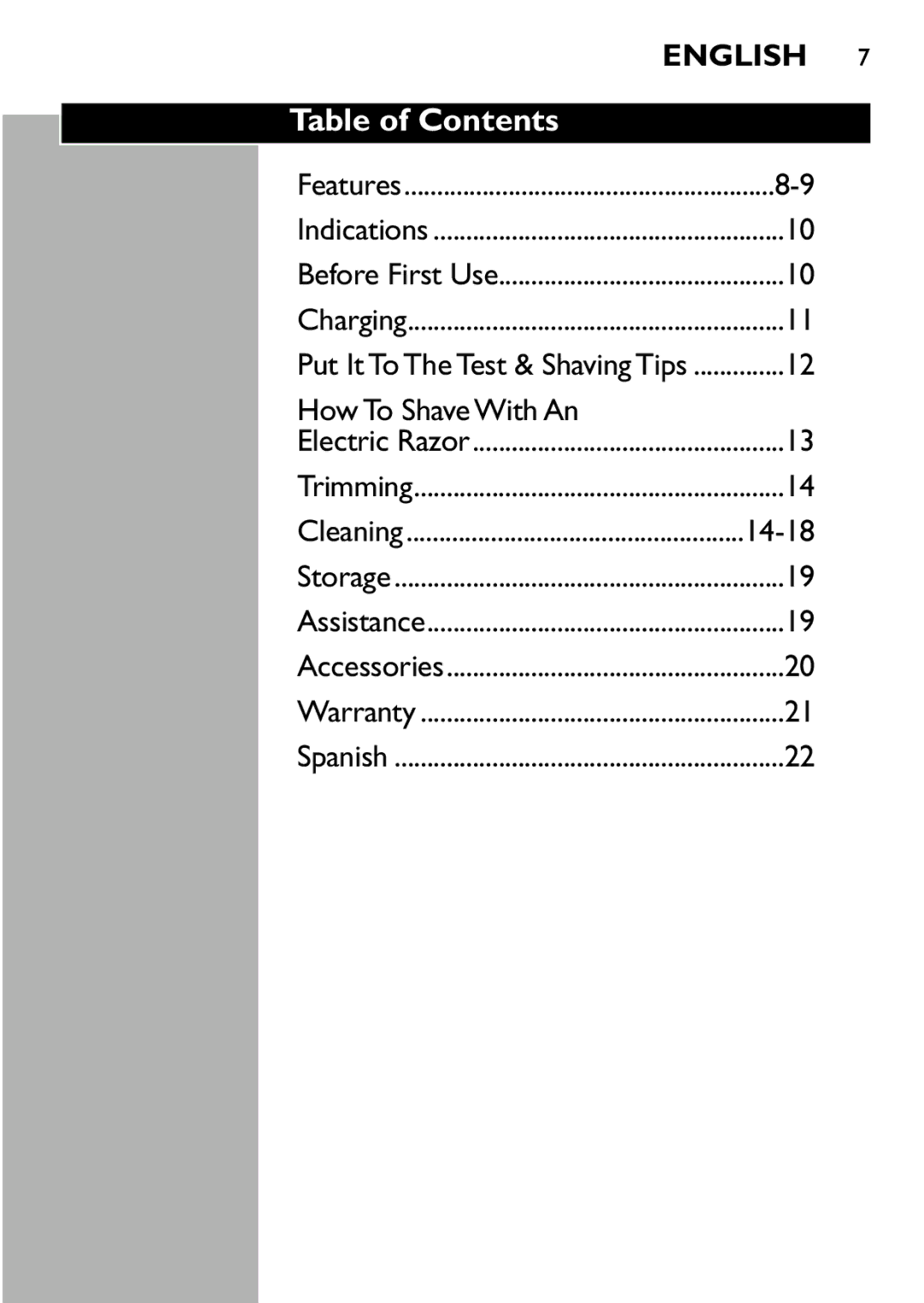 Philips 7110X, 7115X, 7120X, 7125X manual Table of Contents 