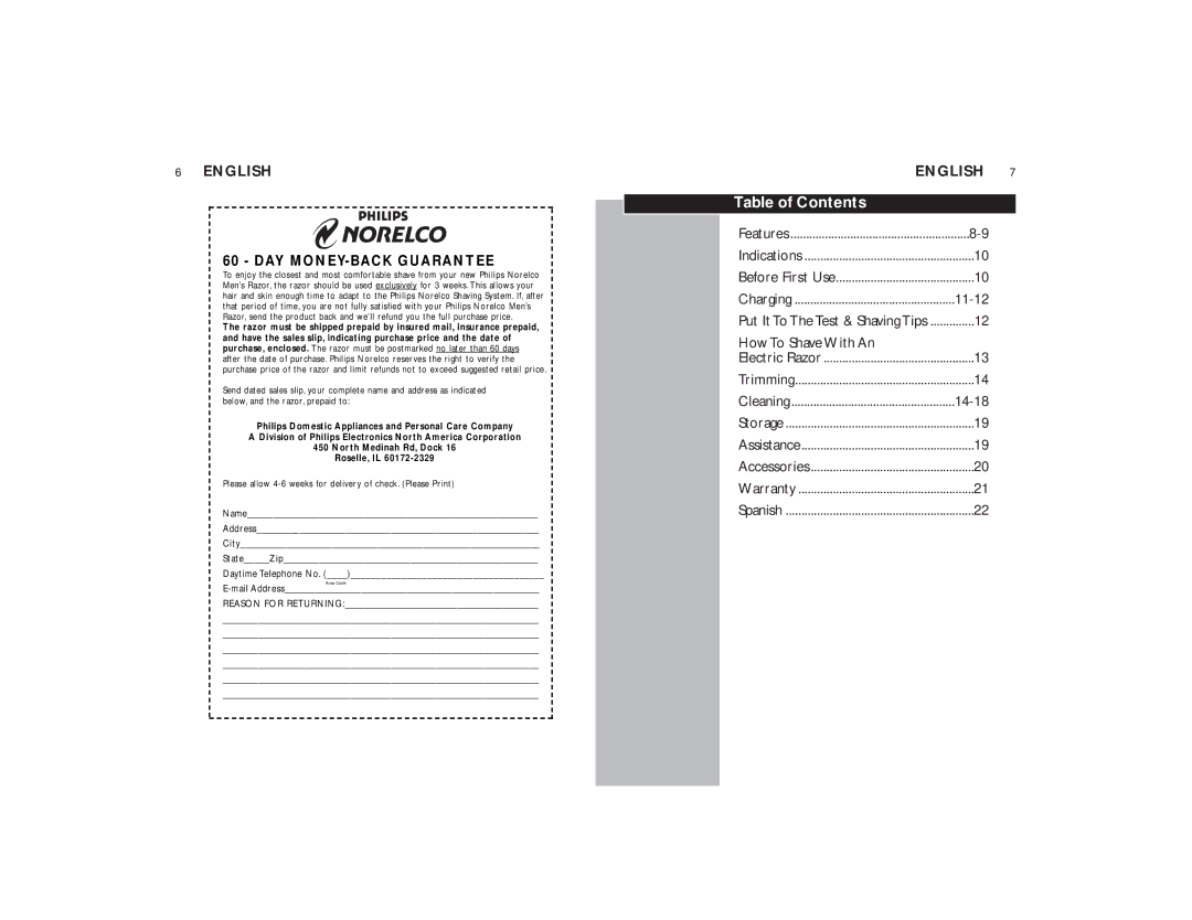 Philips 7140XL, 7145XL manual Table of Contents 