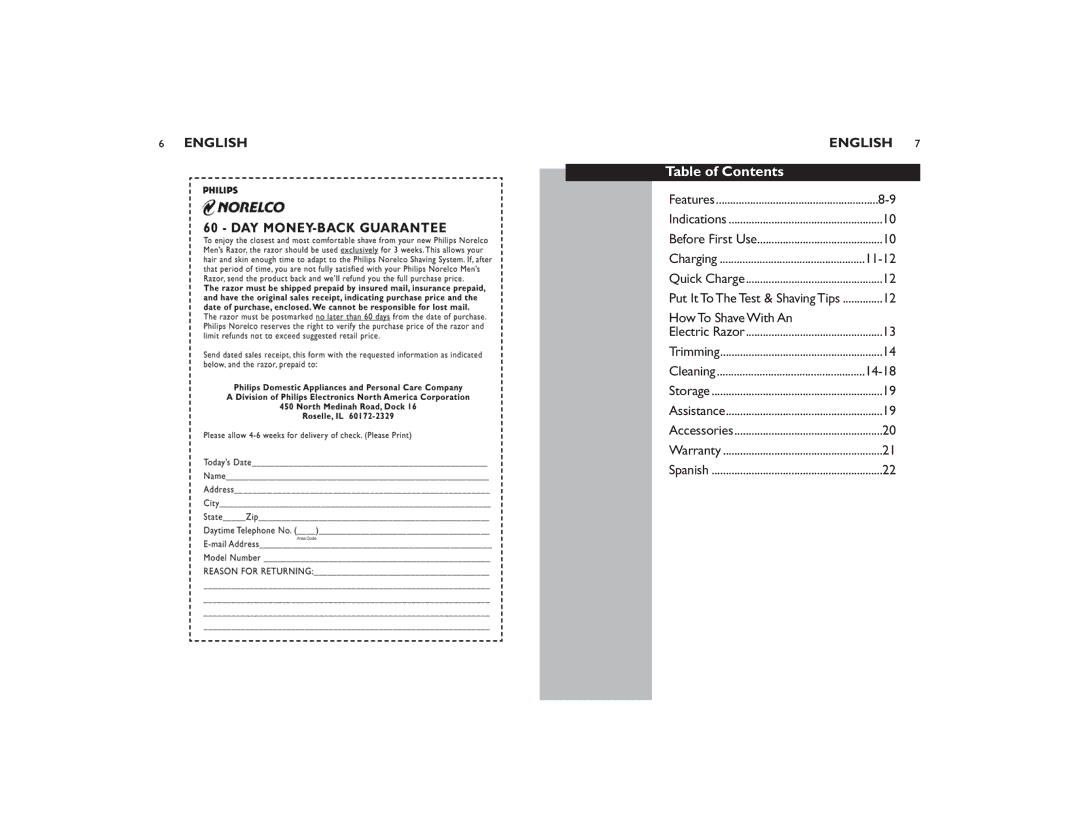 Philips 7183XL manual Table of Contents 