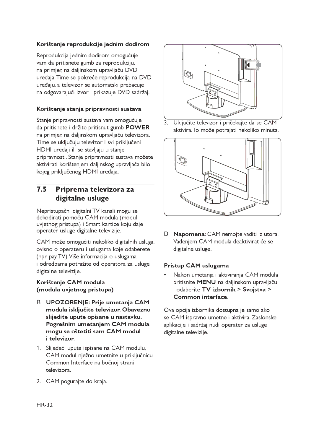 Philips 72-T540M5-X411C manual Priprema televizora za digitalne usluge, Korištenje reprodukcije jednim dodirom 