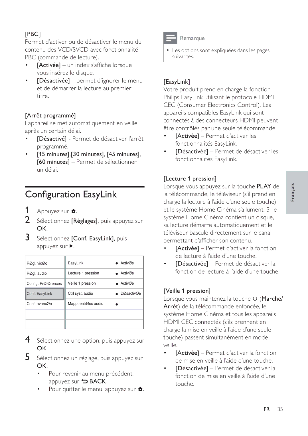 Philips 7200 manual Conﬁguration EasyLink, Pbc 