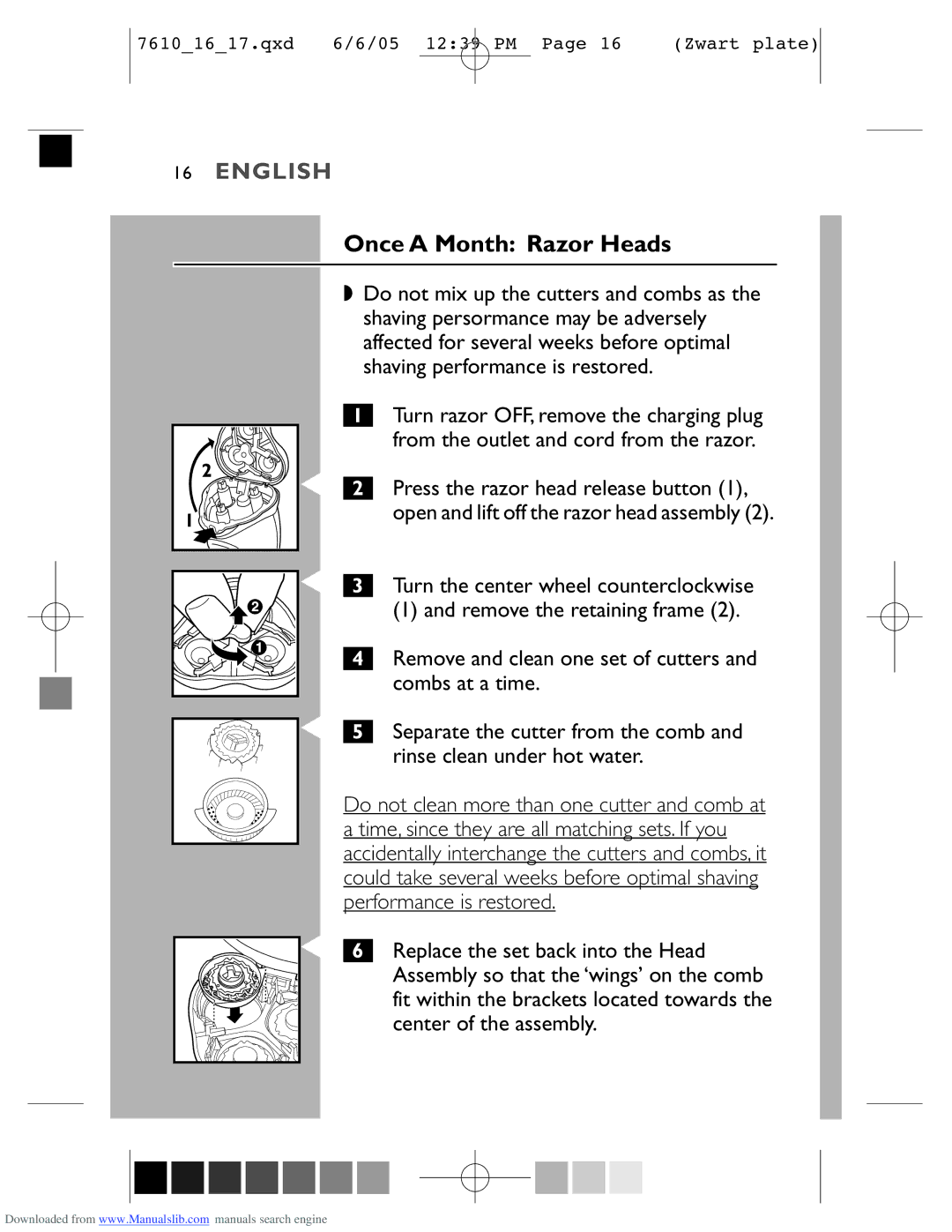 Philips 7616X, 7610X manual Once a Month Razor Heads 