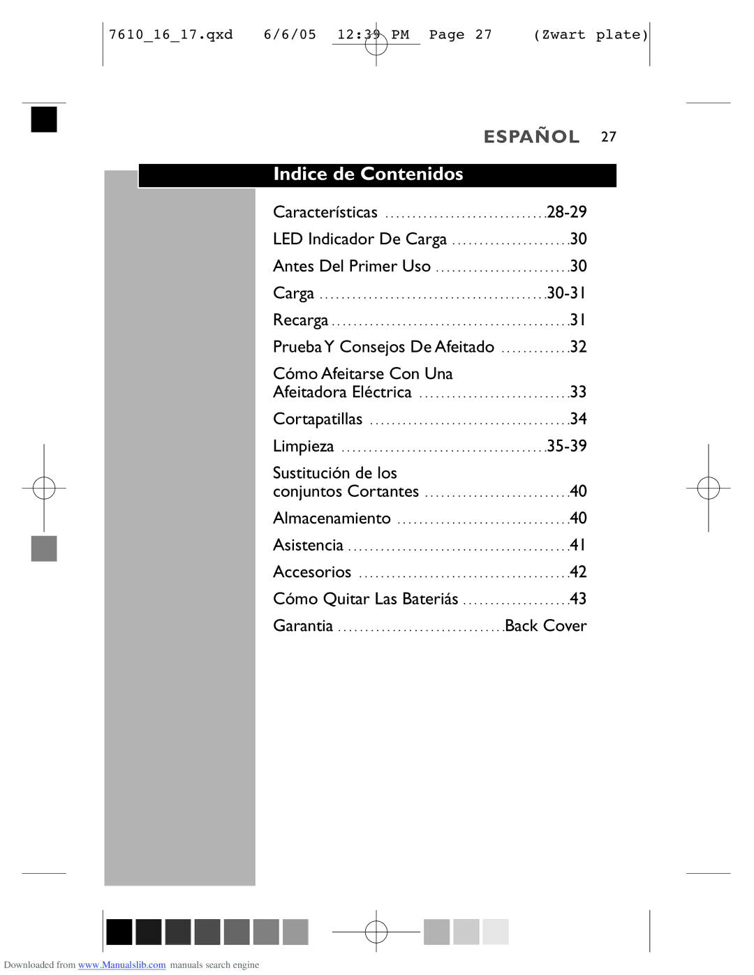 Philips 7610X, 7616X manual Indice de Contenidos, Cómo Afeitarse Con Una, Sustitución de los 