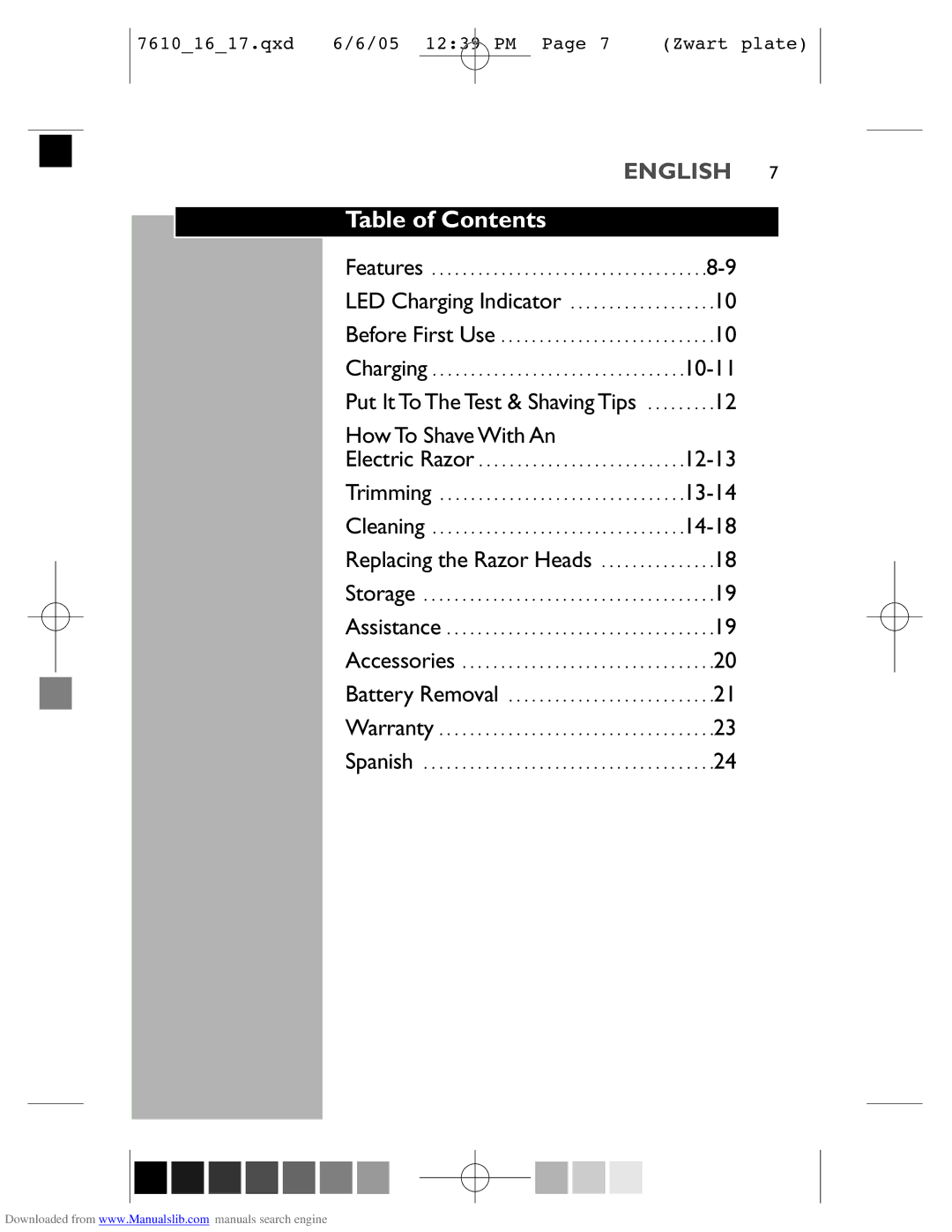 Philips 7610X, 7616X manual Table of Contents 