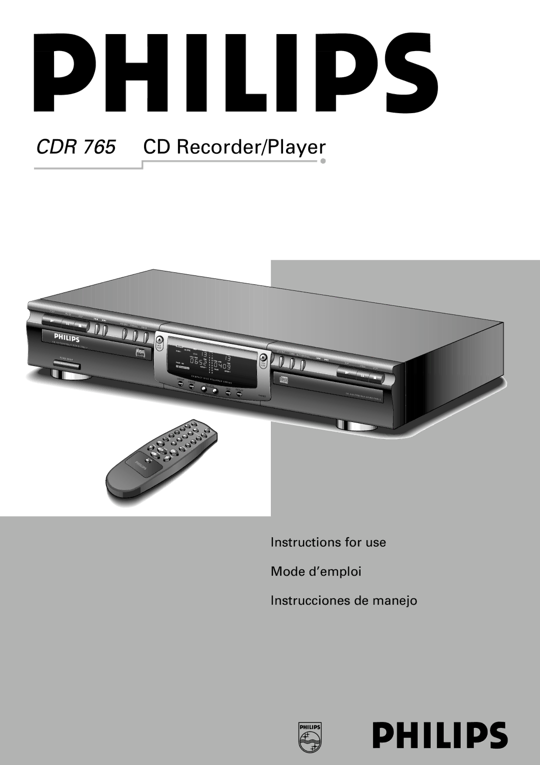 Philips manual CDR 765 CD Recorder/Player 