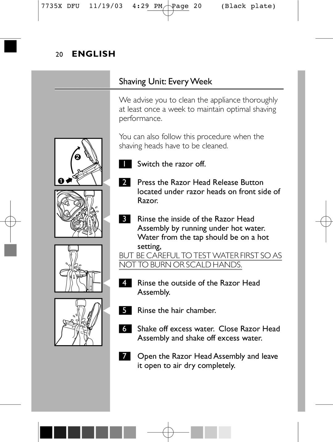 Philips 7737X manual Shaving Unit Every Week, Setting 