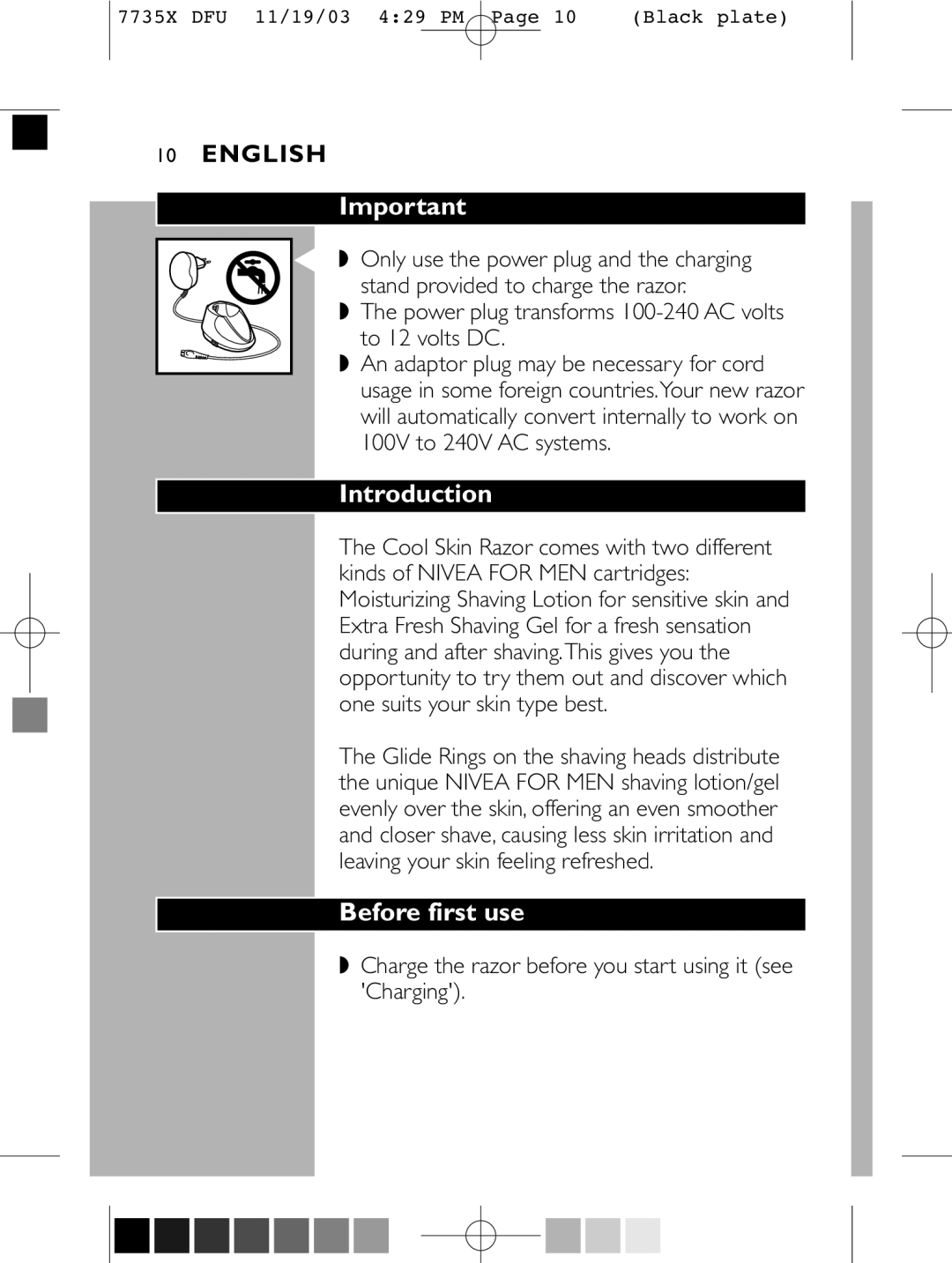 Philips 7737X manual Introduction, Before first use, Power plug transforms 100-240 AC volts to 12 volts DC 