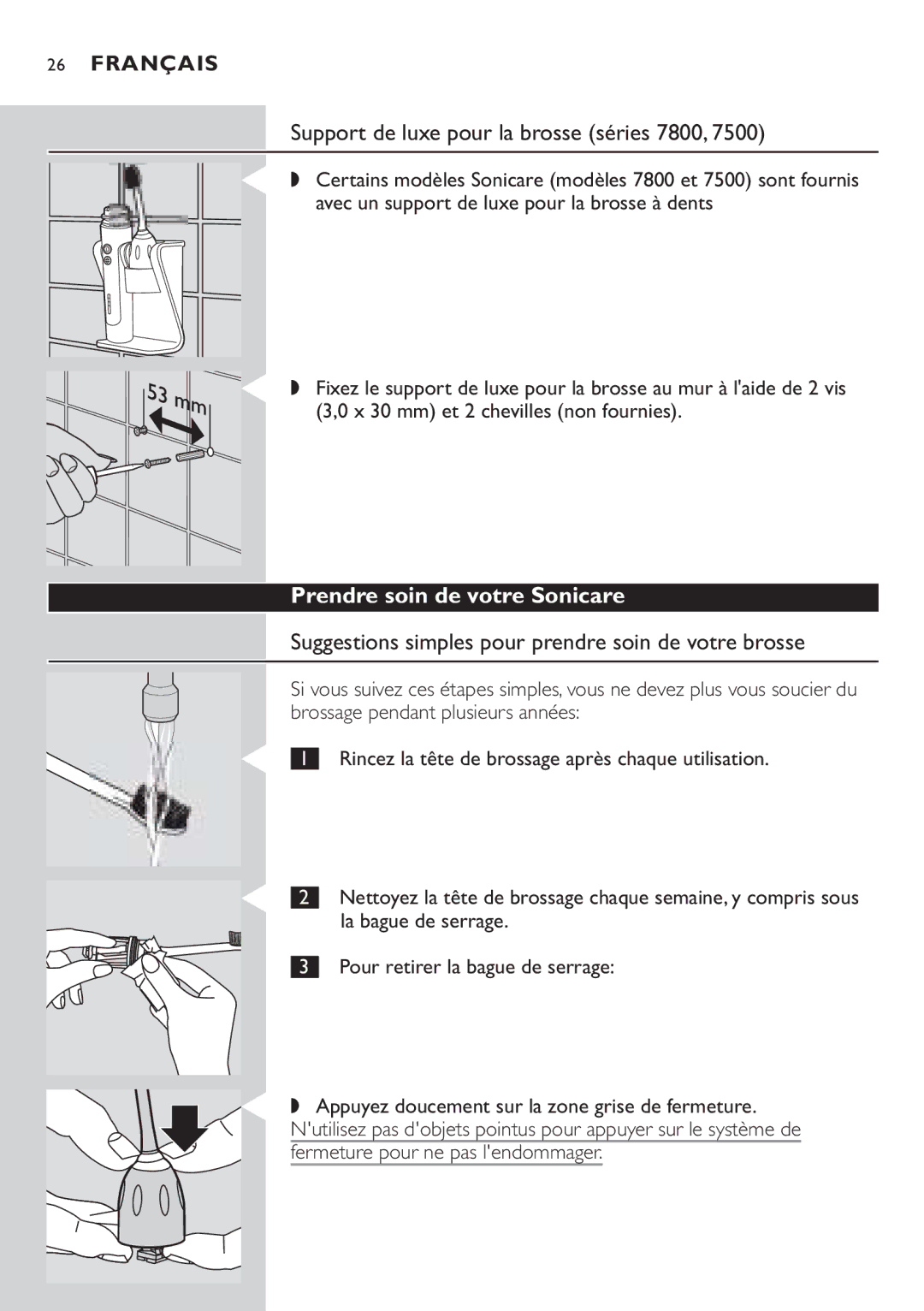 Philips manual Support de luxe pour la brosse séries 7800, Prendre soin de votre Sonicare 