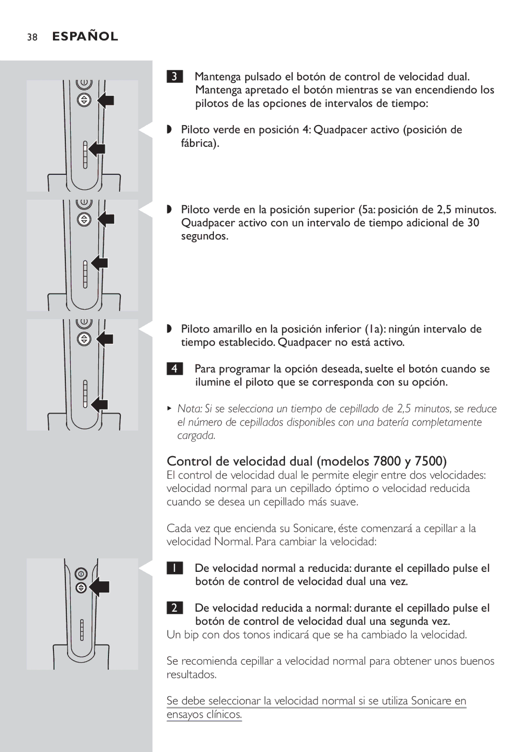 Philips manual Control de velocidad dual modelos 7800 y 