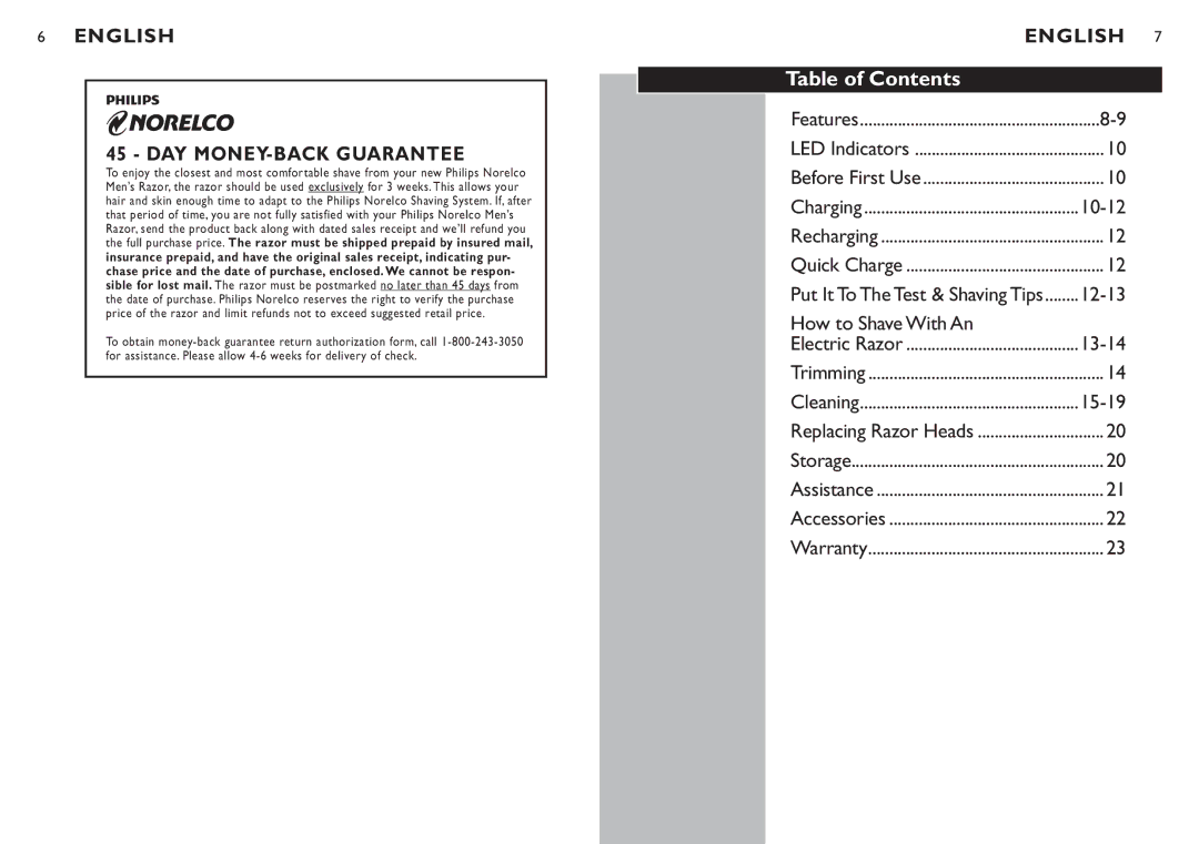 Philips 7810XL manual Table of Contents 