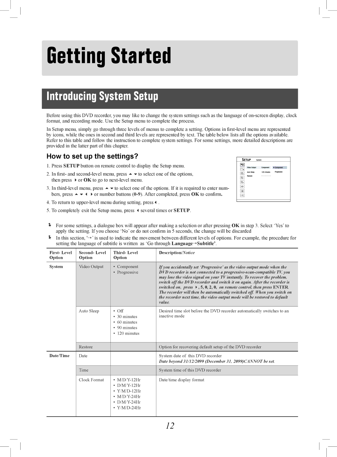 Philips 7819901511 manual Getting Started, Introducing System Setup 