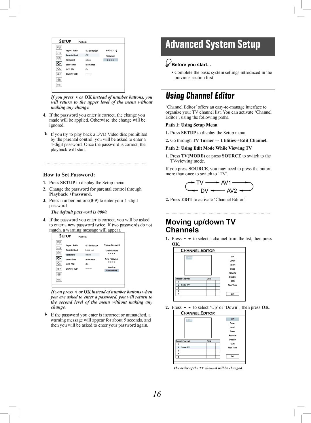 Philips 7819901511 manual Using Channel Editor, Moving up/down TV Channels, Go through TV Turner  UtilitiesEdit Channel 