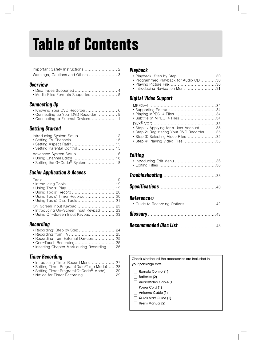 Philips 7819901511 manual Table of Contents 