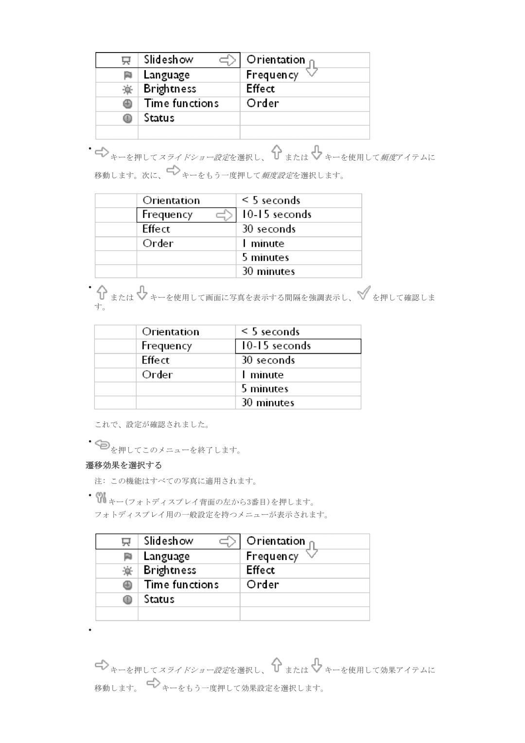 Philips 7FF1CME, 7FF1CMI, 7FF1CWO, 7FF1M4 user manual 遷移効果を選択する 