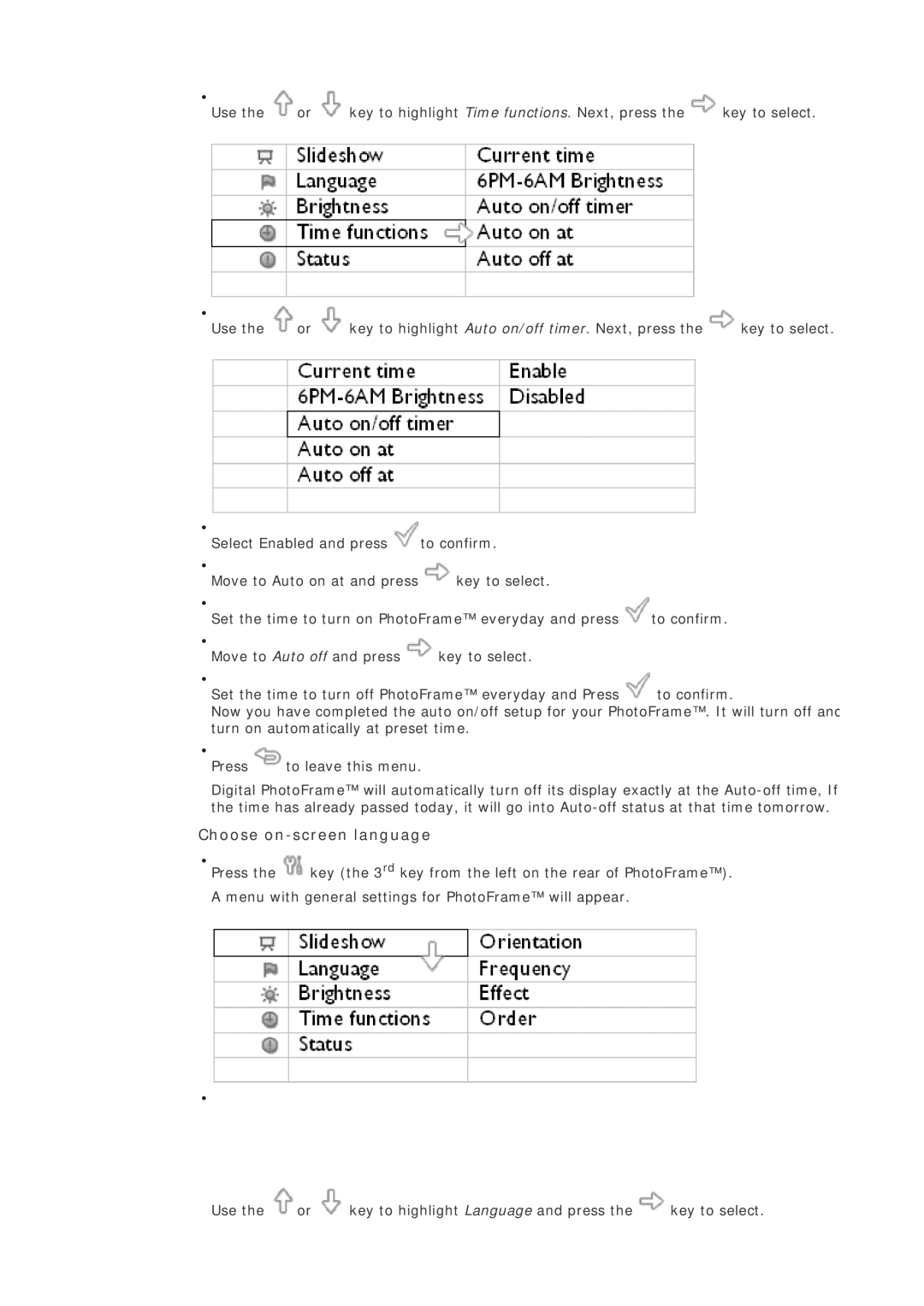 Philips 7FF1M4, 7FF1CMI, 7FF1CWO, 7FF1CME user manual Choose on-screen language 