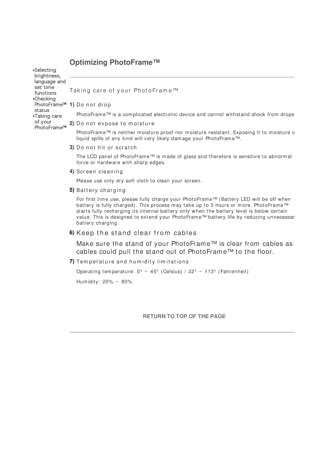 Philips 7FF1CME, 7FF1CMI, 7FF1CWO, 7FF1M4 user manual Taking care of your PhotoFrame 